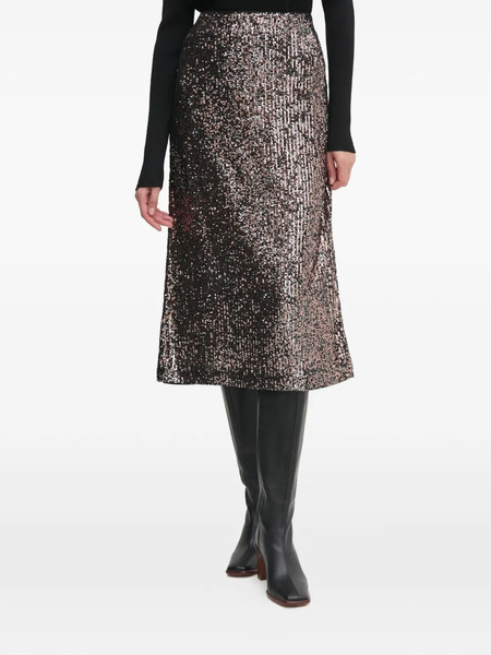  Oui Sequin Midi Skirt - Black 