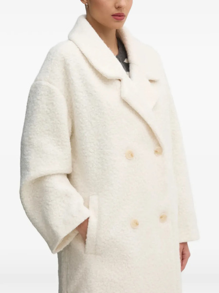  Oui Textured Double-breasted Coat - Neutrals 