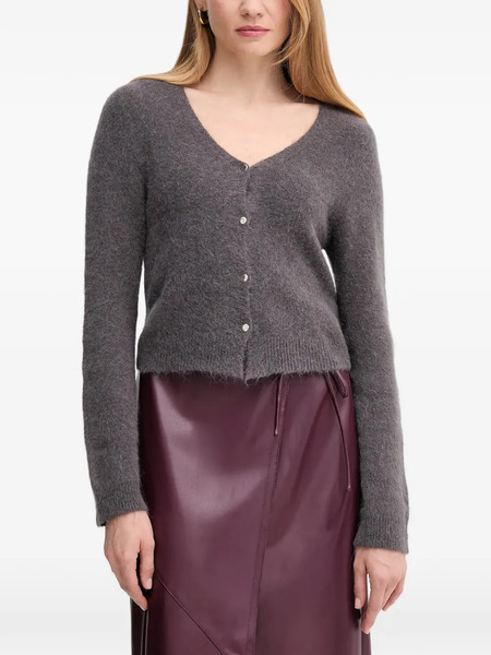  Oui V-neck Button Cardigan - Grey 