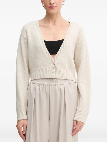  Oui V-neck Button Cardigan - Neutrals 