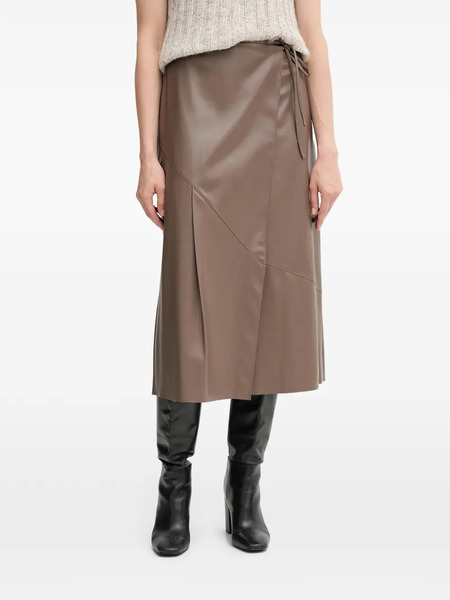  Oui Wrap Tie Midi Skirt - Brown 