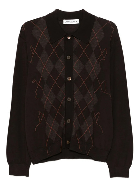 Our Legacy Argyle-knit Cardigan - Brown 