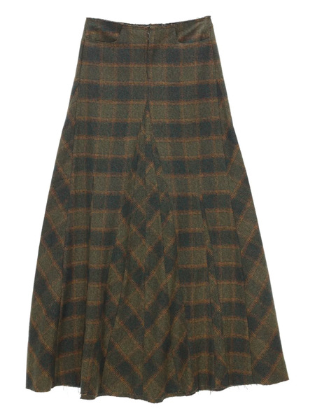  Our Legacy Check-pattern Pleated Maxi Skirt - Green 