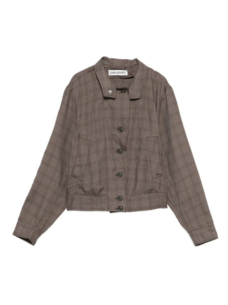  Our Legacy Checked Button-up Bomber Jacket - Brown 
