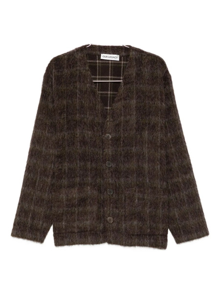  Our Legacy Dorf Check Hairy Wool Cardigan - Brown 