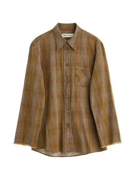  Our Legacy Frayed Collared Shirt - Brown 