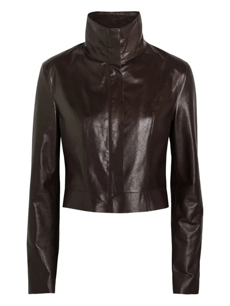  Our Legacy Funnel-neck Leather Jacket - Brown 