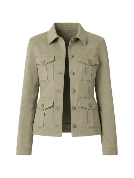  Paige Stacey Button-up Military Jacket - Green 