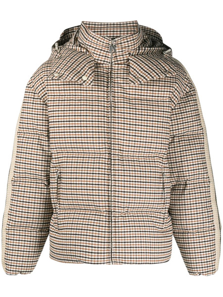  Palm Angels Check-pattern Hooded Puffer Jacket - Brown 