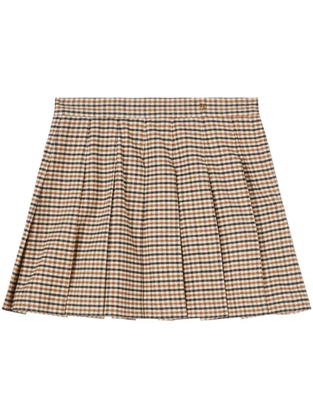  Palm Angels Check-pattern Pleated Miniskirt - Neutrals 