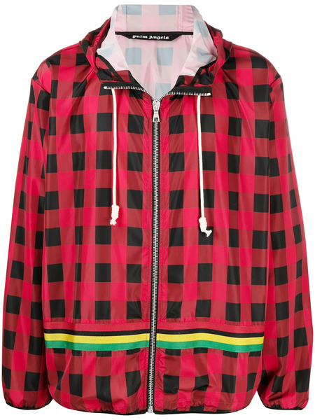  Palm Angels Check-print Hooded Jacket - Red 