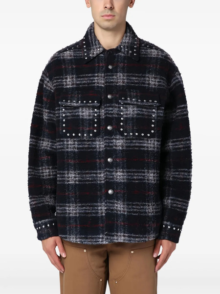  Palm Angels Checked Shirt Jacket - Blue 