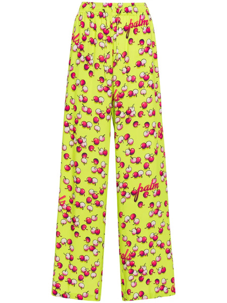  Palm Angels Cherries-patterned Flared Trousers - Green 