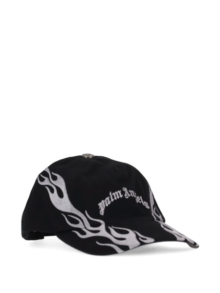  Palm Angels Curved Logo-flames Cap - Black 