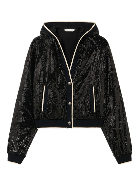  Palm Angels Curved Logo Sequin Jacket - Black 