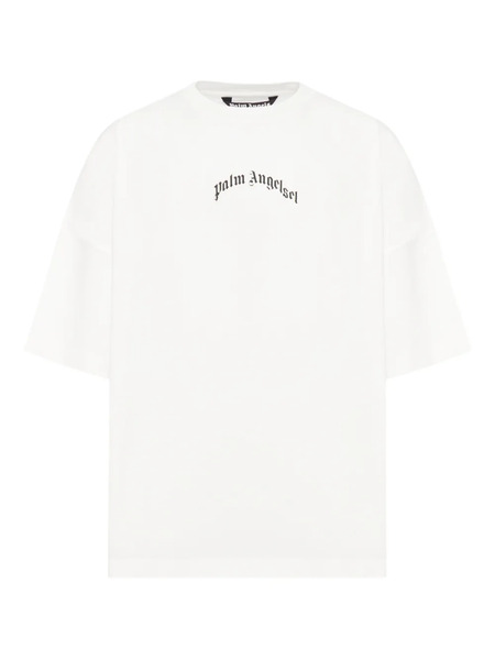  Palm Angels Curved Logo T-shirt - Neutrals 
