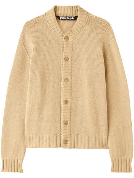  Palm Angels Curved-logo Wool-blend Cardigan - Neutrals 