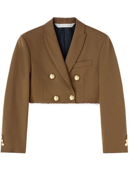  Palm Angels Double-breasted Cropped Blazer - Brown 