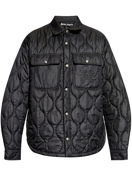  Palm Angels Embroidered-logo Quilted Jacket - Black 