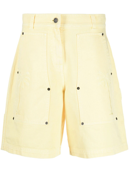  Palm Angels Embroidered Palm Tree Shorts - Yellow 