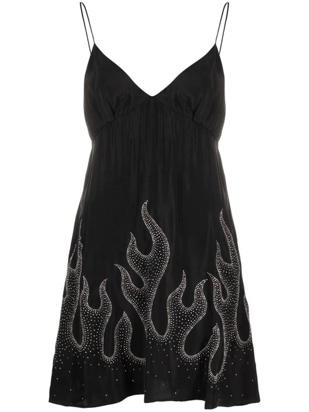  Palm Angels Flame-print Minidress - Black 