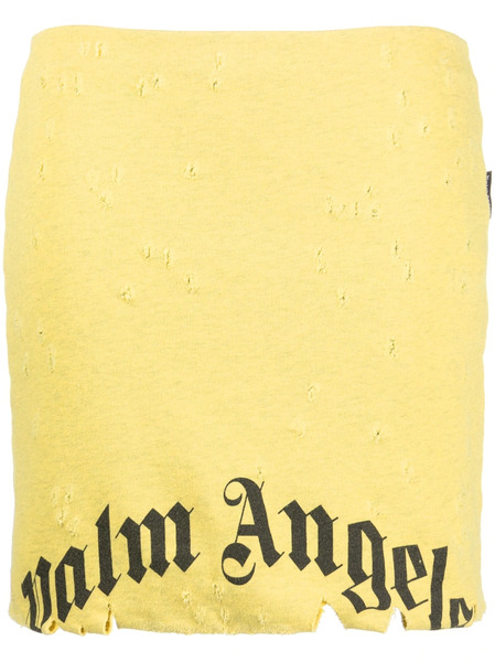  Palm Angels Gd Destroyed Miniskirt - Yellow 