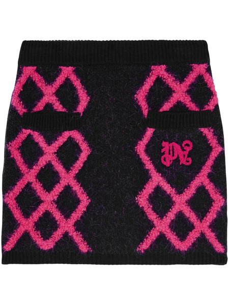  Palm Angels Knitted Argyle Miniskirt - Blue 