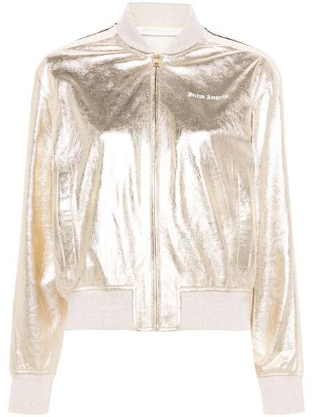  Palm Angels Leather Bomber Jacket - Gold 
