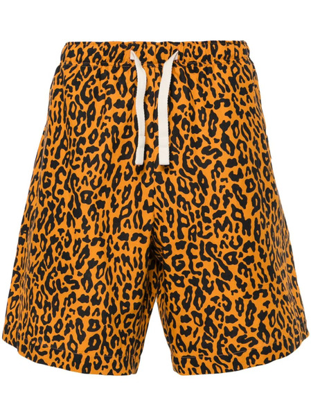  Palm Angels Leopard-print Poplin Shorts - Orange 