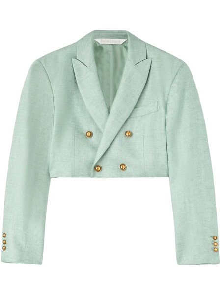  Palm Angels Linen Cropped Blazer - Green 