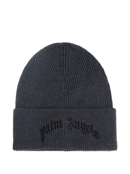  Palm Angels Logo-embroidered Beanie Hat - Grey 