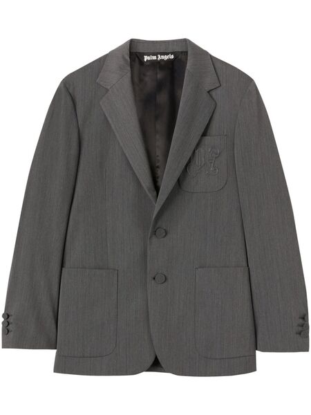  Palm Angels Logo-embroidered Blazer - Grey 