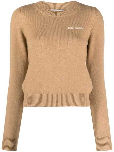  Palm Angels Logo-embroidered Merino-blend Jumper - Neutrals 