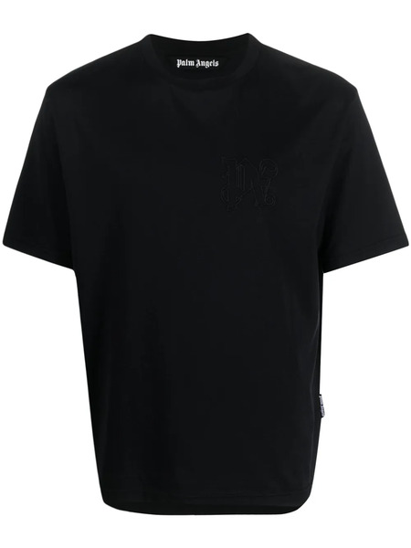  Palm Angels Logo-embroidered T-shirt - Black 