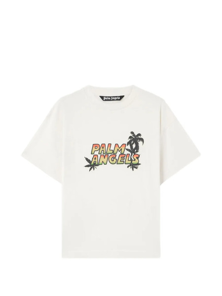  Palm Angels Logo-graphic T-shirt - Neutrals 
