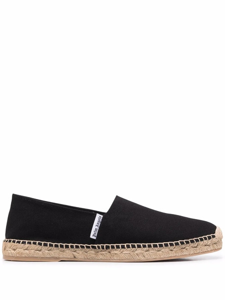  Palm Angels Logo-patch Raffia Espadrilles - Black 