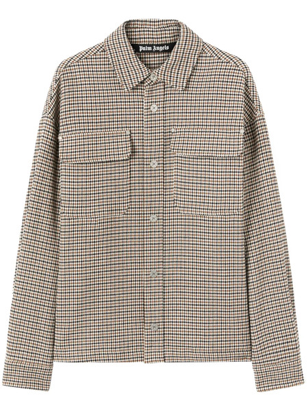  Palm Angels Logo-print Checked Overshirt - Neutrals 
