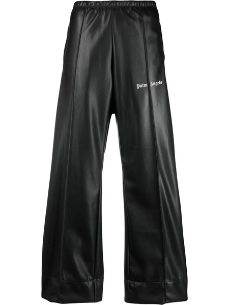  Palm Angels Logo-print Faux-leather Track Pants - Black 