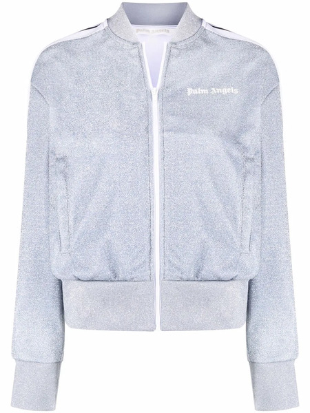  Palm Angels Logo-print Glitter Zip-up Jacket - Grey 