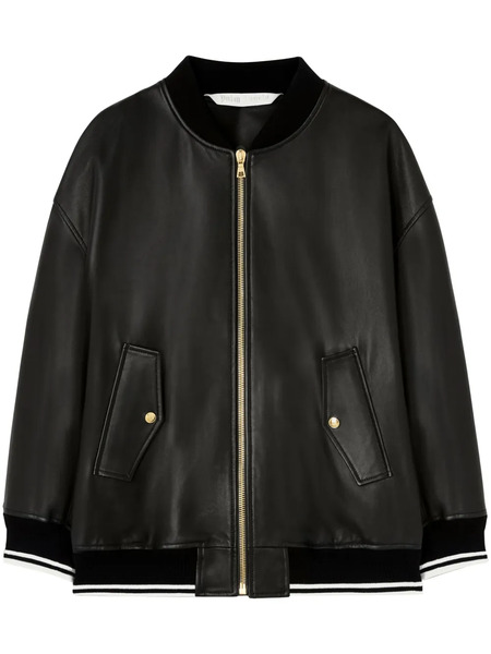  Palm Angels Logo-print Leather Bomber Jacket - Black 