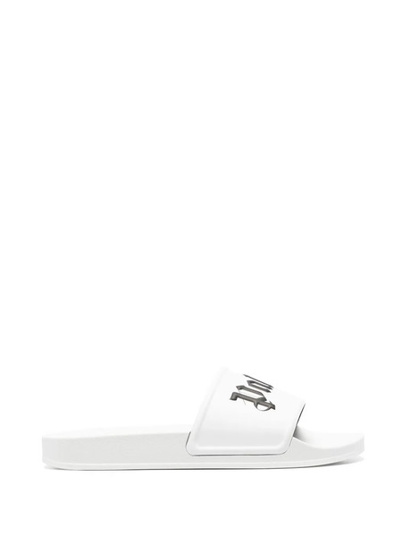  Palm Angels Logo-print Slides - White 