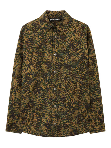  Palm Angels Logo Snake Overshirt - Brown 