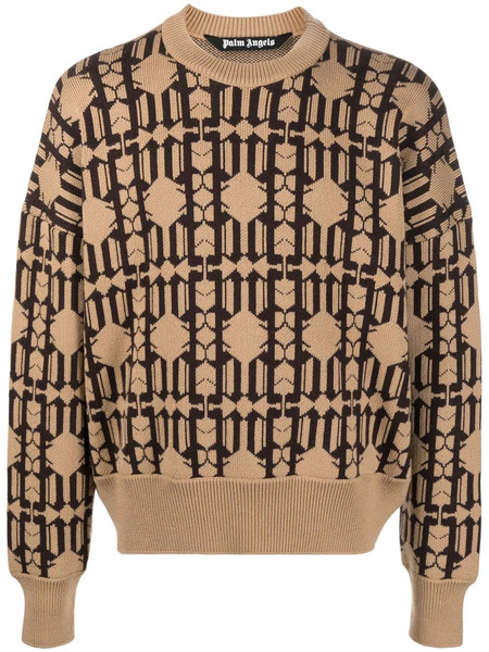  Palm Angels Monogram-jacquard Jumper - Neutrals 