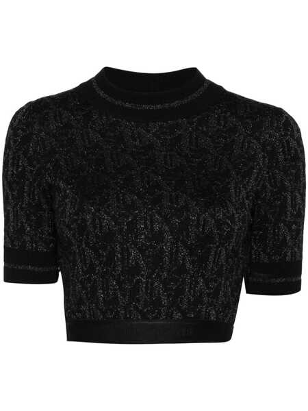  Palm Angels Monogram-jacquard Knitted Top - Black 