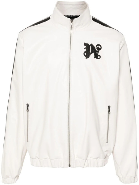  Palm Angels Monogram-patch Leather Jacket - Neutrals 
