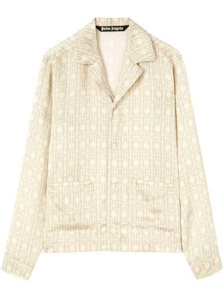 Palm Angels Monogram-pattern Cotton Shirt - Neutrals 