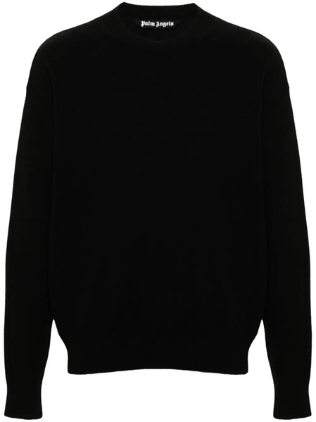  Palm Angels Monogram-print Crew-neck Jumper - Black 