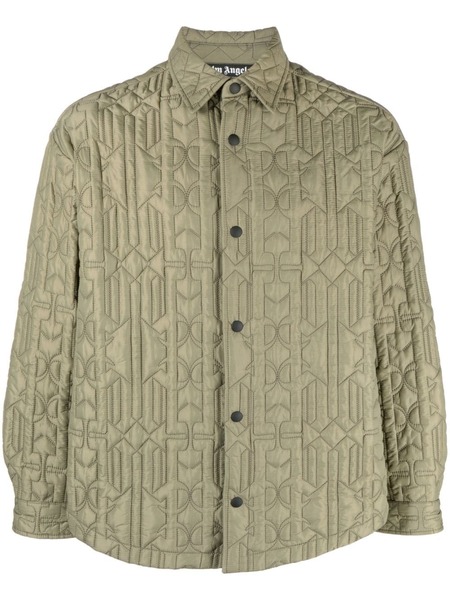  Palm Angels Monogram Quilted Shirt Jacket - Green 
