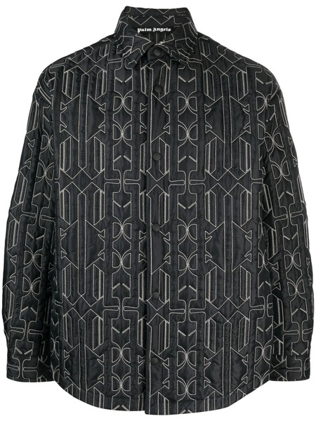  Palm Angels Monogram-quilted Shirt Jacket - Grey 
