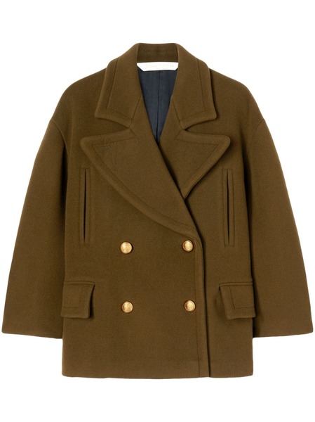  Palm Angels Palm-embroidery Double-breasted Coat - Brown 